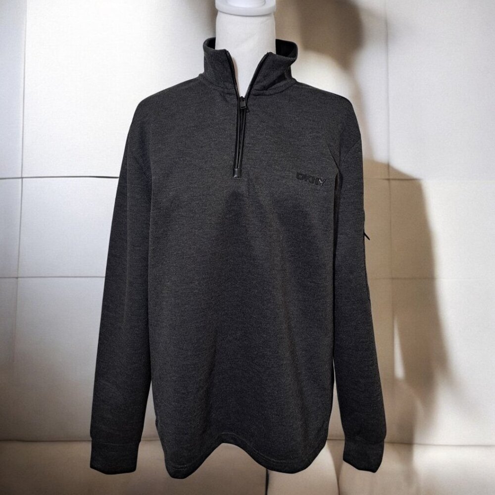 Men’s DKNY Fleece Sweater Pull Over Dark Grey Size Medium NWT - Picture 3 of 11